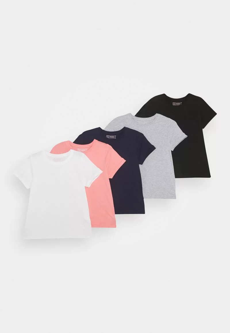 Friboo 5 Pack - T-Shirt Print - Light Grey/pink/black/white/dark Blue, Kinder