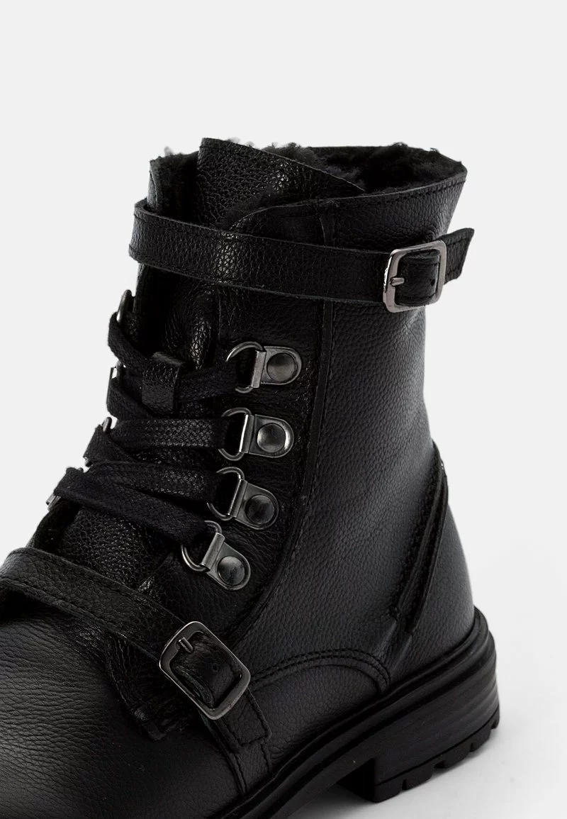 Friboo LEATHER BOOTIES - Schnürstiefelette - Black, Kinder – Bild 6