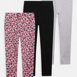 Friboo BASIC GIRLS 3 PACK - Leggings - Hosen - Pink - 402_grey - 102_black - 802, Kinder