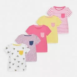Friboo POCKET TEE 5 PACK - T-Shirt Print - Multi Coloured/white/yellow, Kinder